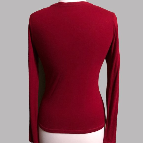Red spun bamboo Long sleeve top - Picture 3 of 5